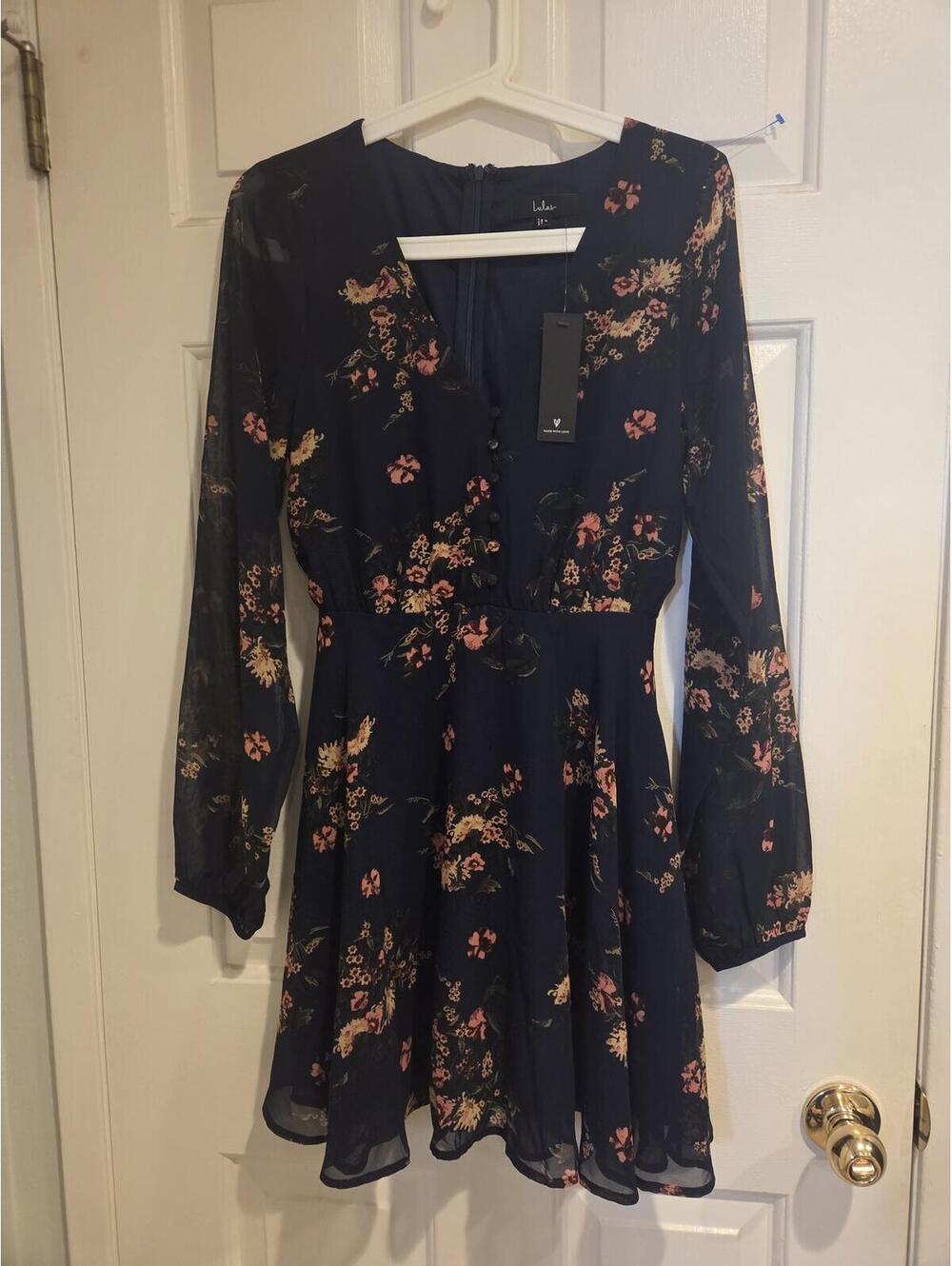 Lulus Floral Print Long Sleeve Dress Size Small - Picture 2 of 11